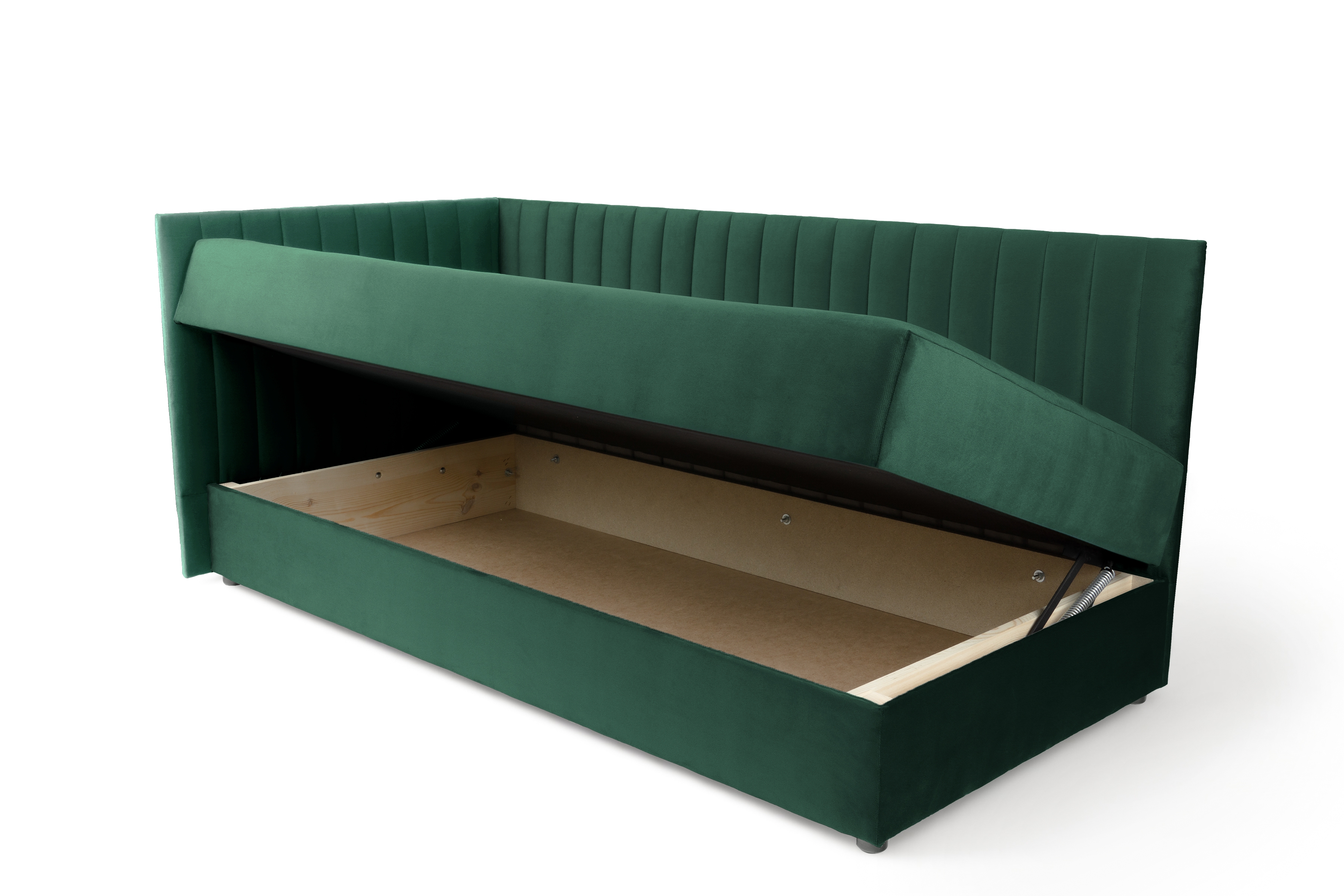 Tapczan/łóżko lewostronne z pojemnikiem Nutri - zielony welur Zanzibar 162, 186x90/100 cm Tapczan/łóżko lewostronne z pojemnikiem Nutri - zielony welur Zanzibar 162, 186x90/100 cm