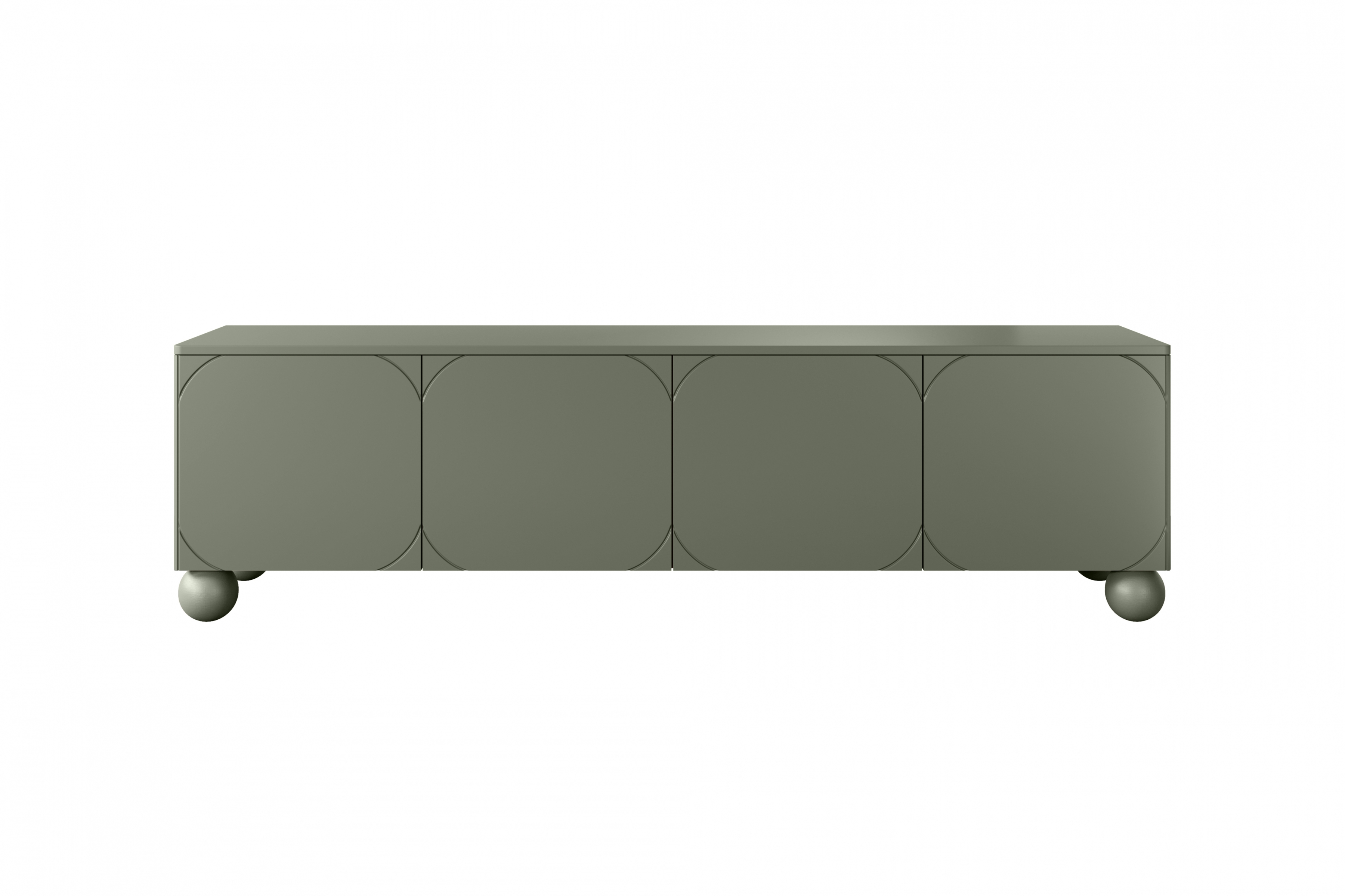 Szafka RTV czterodrzwiowa z ukrytą szufladą Sonatia II 200 cm - oliwka szafka rtv zielona