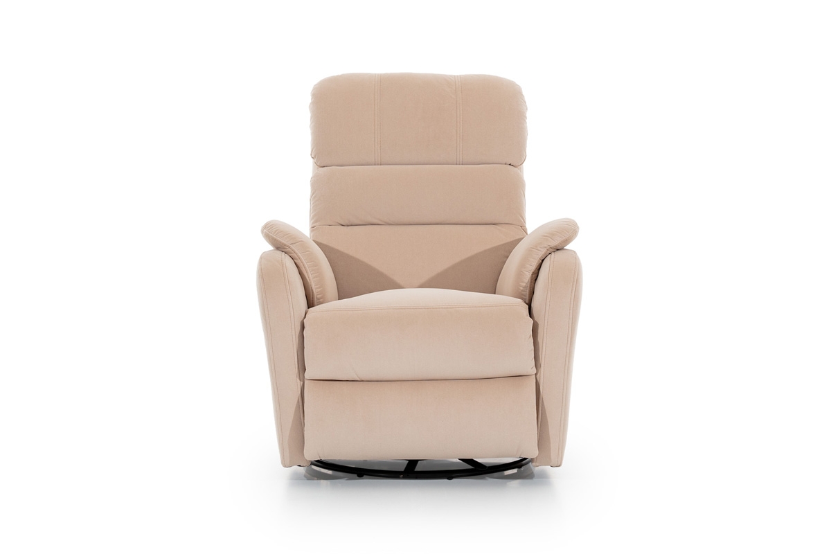 Fotel Amber RE TYP 1 - Rozkładany elektrycznie z funkcją bujania i obracania - Tkanina kremowy fotel do salonu 