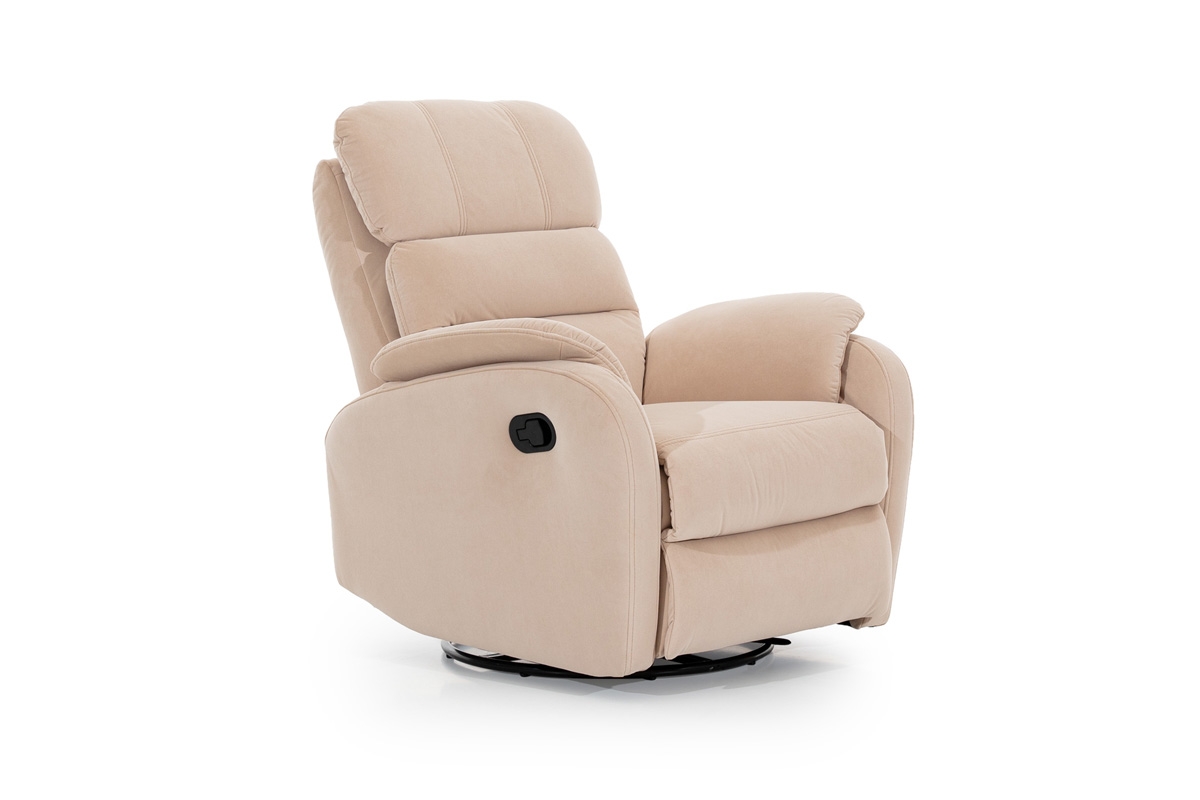 Fotel Amber RE TYP 1 - Rozkładany elektrycznie z funkcją bujania i obracania - Tkanina fotel rozkładany relaks 