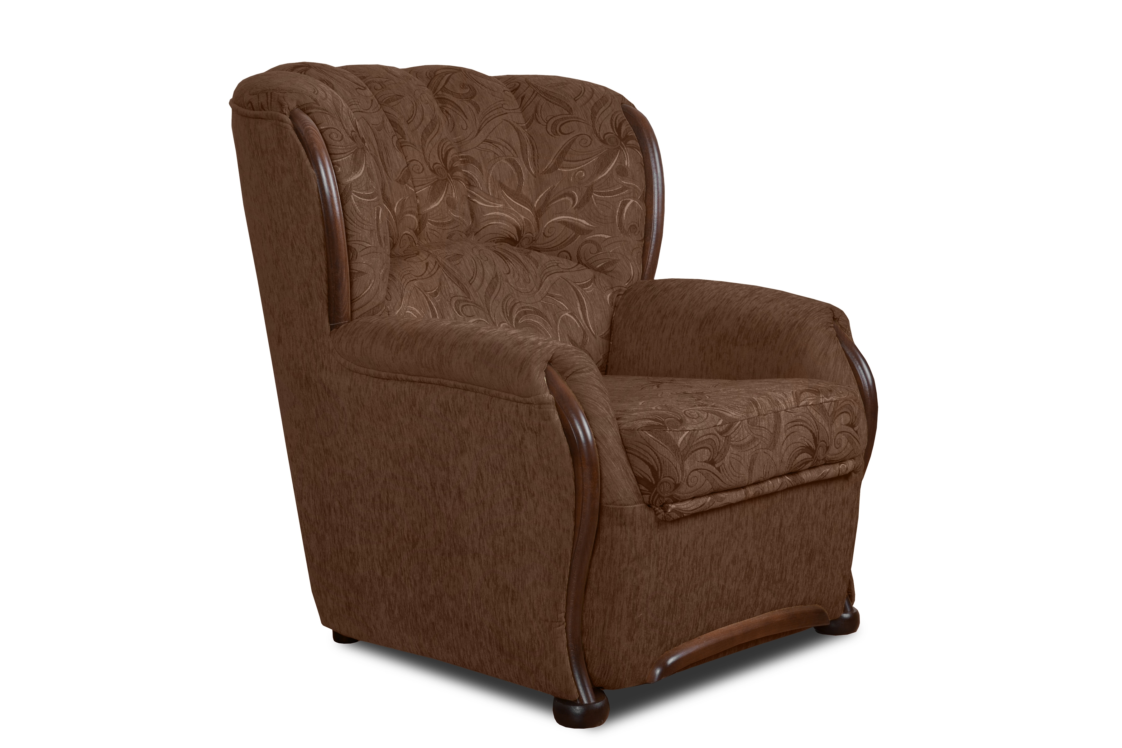 Fotel wypoczynkowy Fryderyk - brązowa tkanina wzór Luna / średni orzech Fotel wypoczynkowy Fryderyk - brązowa tkanina wzór Luna / średni orzech