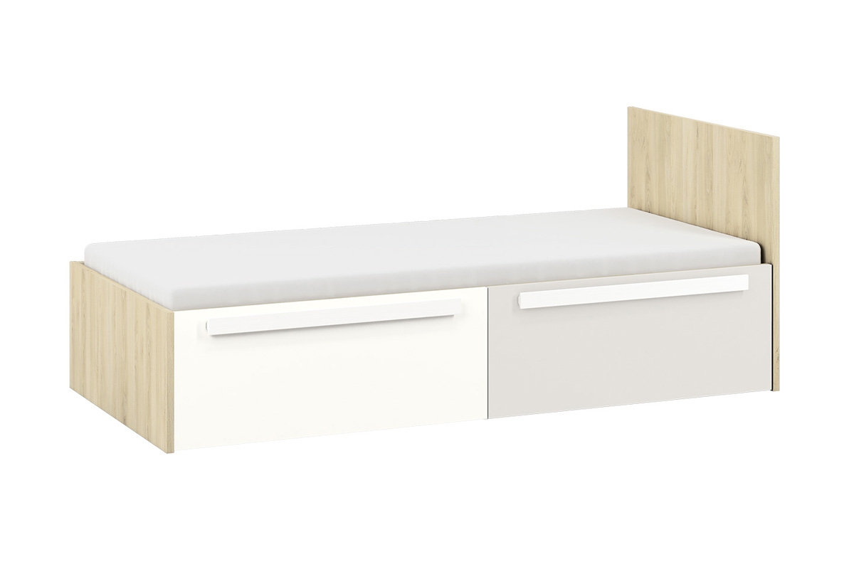 Łóżko młodzieżowe Jowiza 17 z szufladami 90x200 - buk fjord / biały / szara platyna Łóżko 1