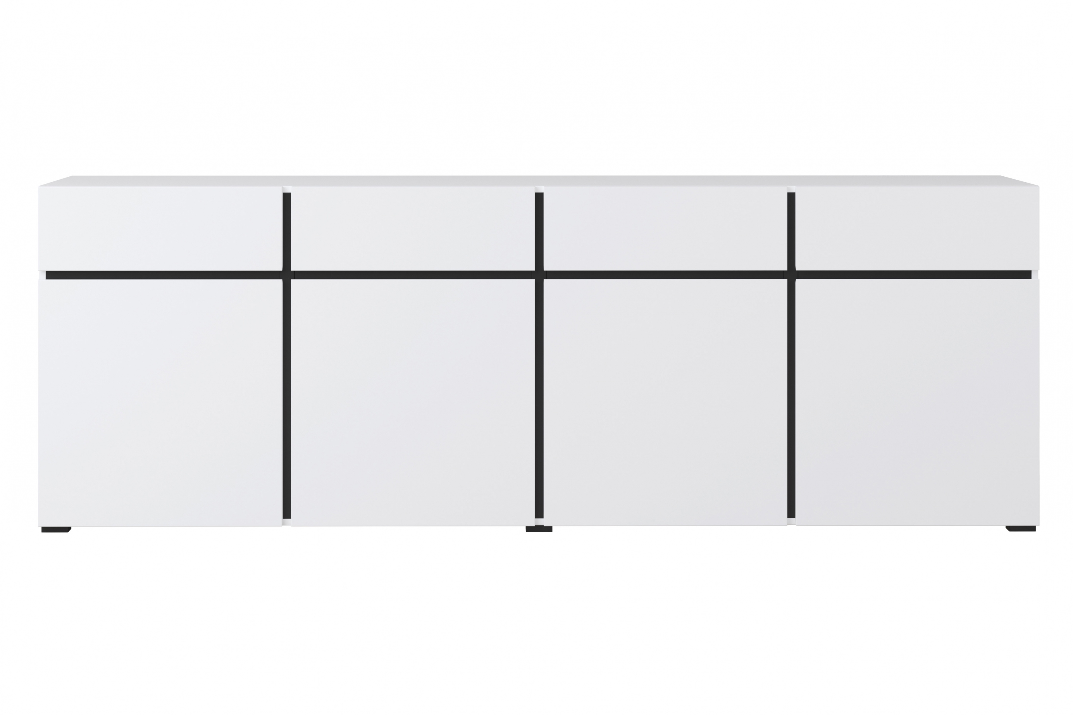 Komoda Cross 25 z szufladami 225 cm - biały / czarny Komoda Cross 25 z szufladami 225 cm - biały / czarny