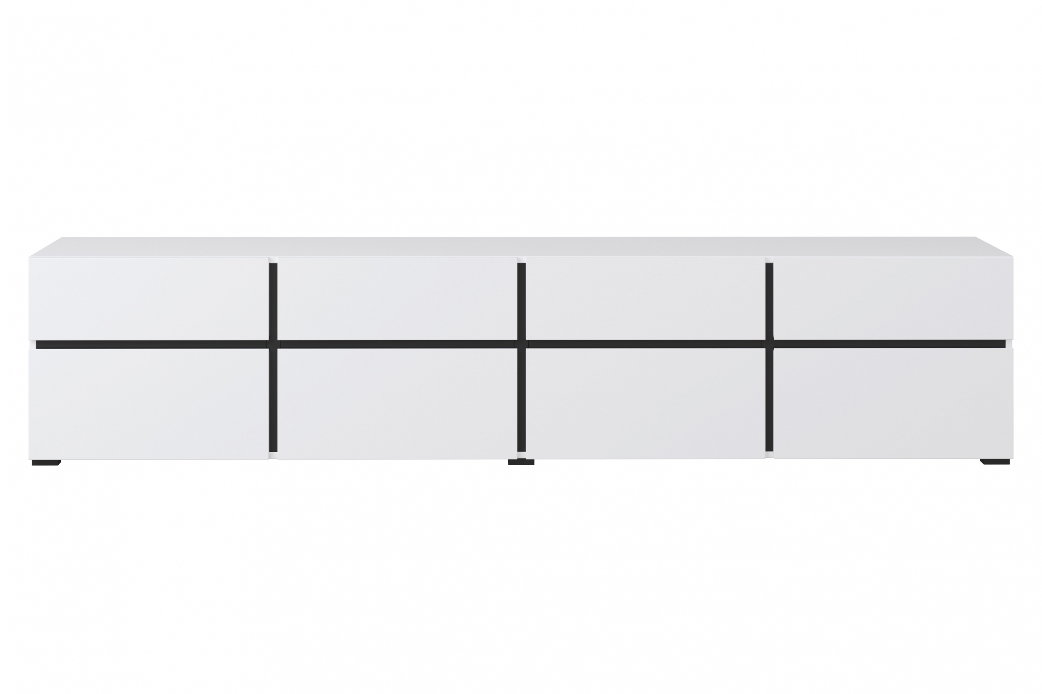 Szafka RTV Cross 40 z szufladami 225 cm - biały / czarny Szafka RTV Cross 40 z szufladami 225 cm - biały / czarny
