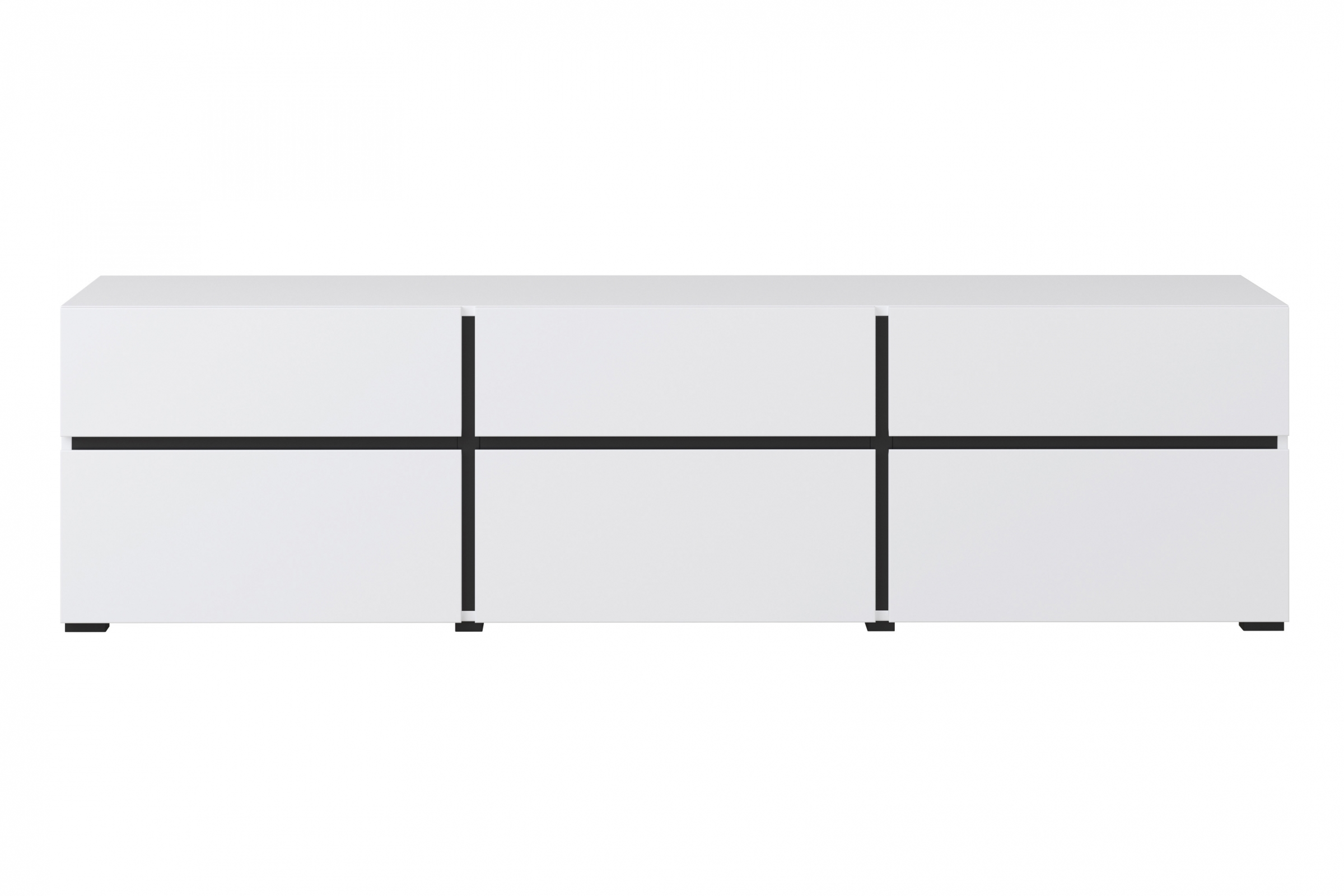 Szafka RTV Cross 41 z szufladami 180 cm - biały / czarny Szafka RTV Cross 41 z szufladami 180 cm - biały / czarny