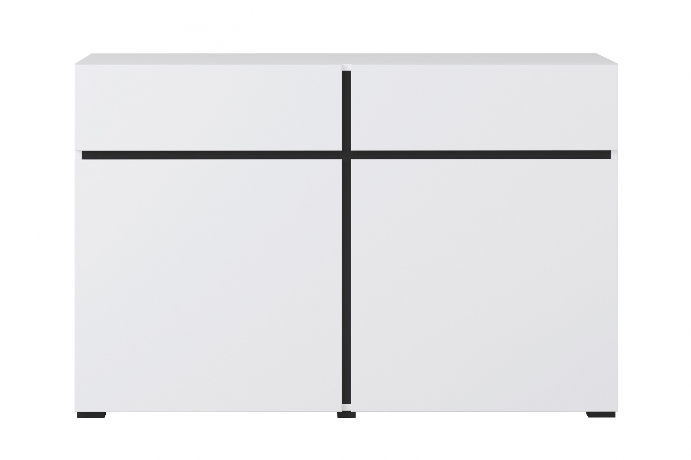 Komoda Cross 45 z szufladami 119 cm - biały / czarny Komoda Cross 45 z szufladami 119 cm - biały / czarny