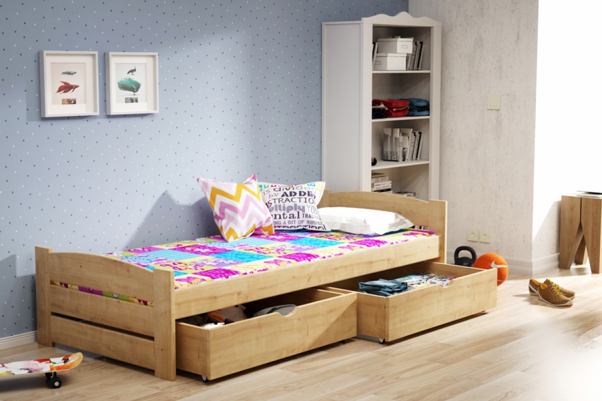 Łóżko dziecięce parterowe Sandio z szufladami  łóżko oliwia