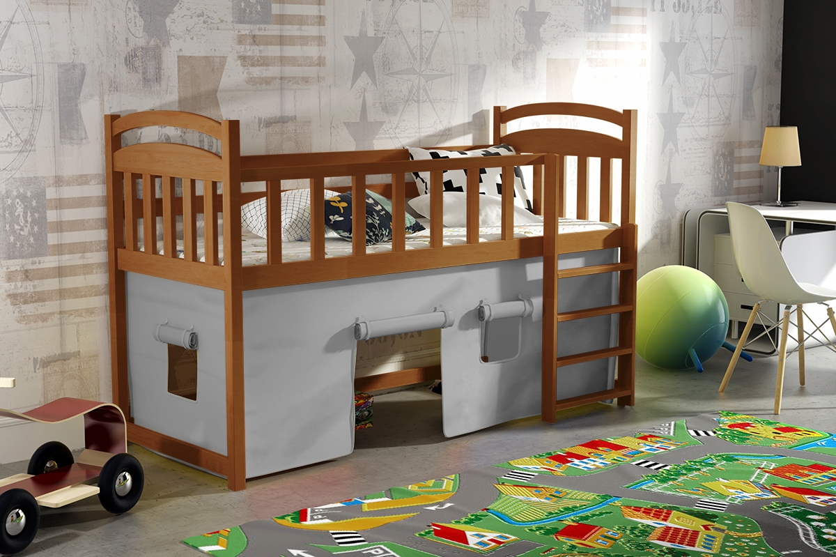 Łóżko dziecięce antresola Felixio ZP 003   drewniana antresola z kolorowym domkiem 