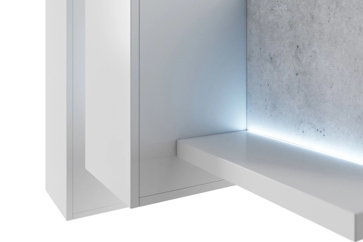 Meblościanka do salonu Bota 09 z oświetleniem LED - biały / beton colorado - 3 elementy meblw z oświetleniem led 