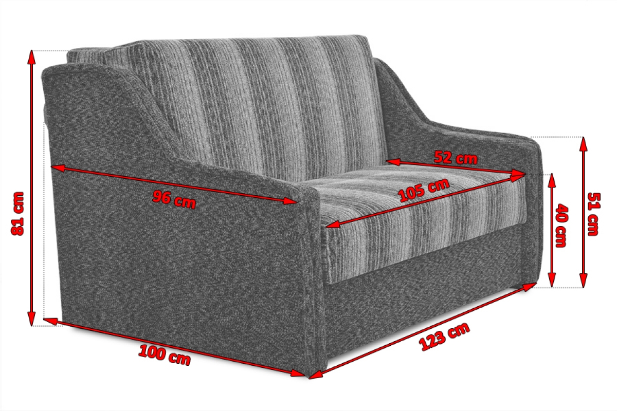 Sofa rozkładana Amerykanka Kordian 105 wymiary sofy amerykanki kordian 105