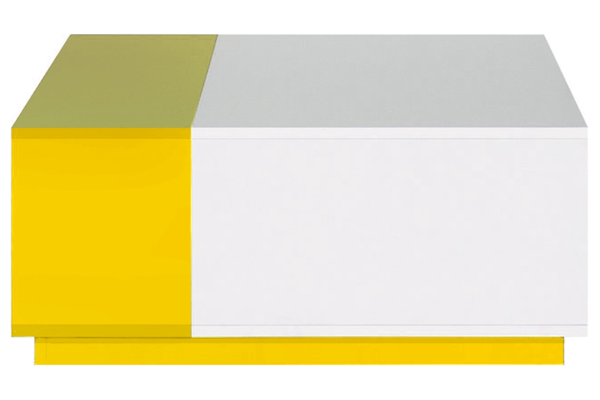 Stolik kawowy Mobi MO16 z wnęką 80 cm - biały / żółty ława mobi żółta