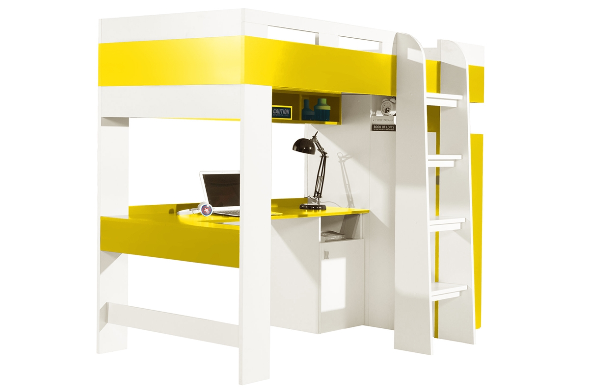 Łóżko piętrowe Mobi MO20 90x200 - biały / żółty łóżko mobi 20 żółte z szafką