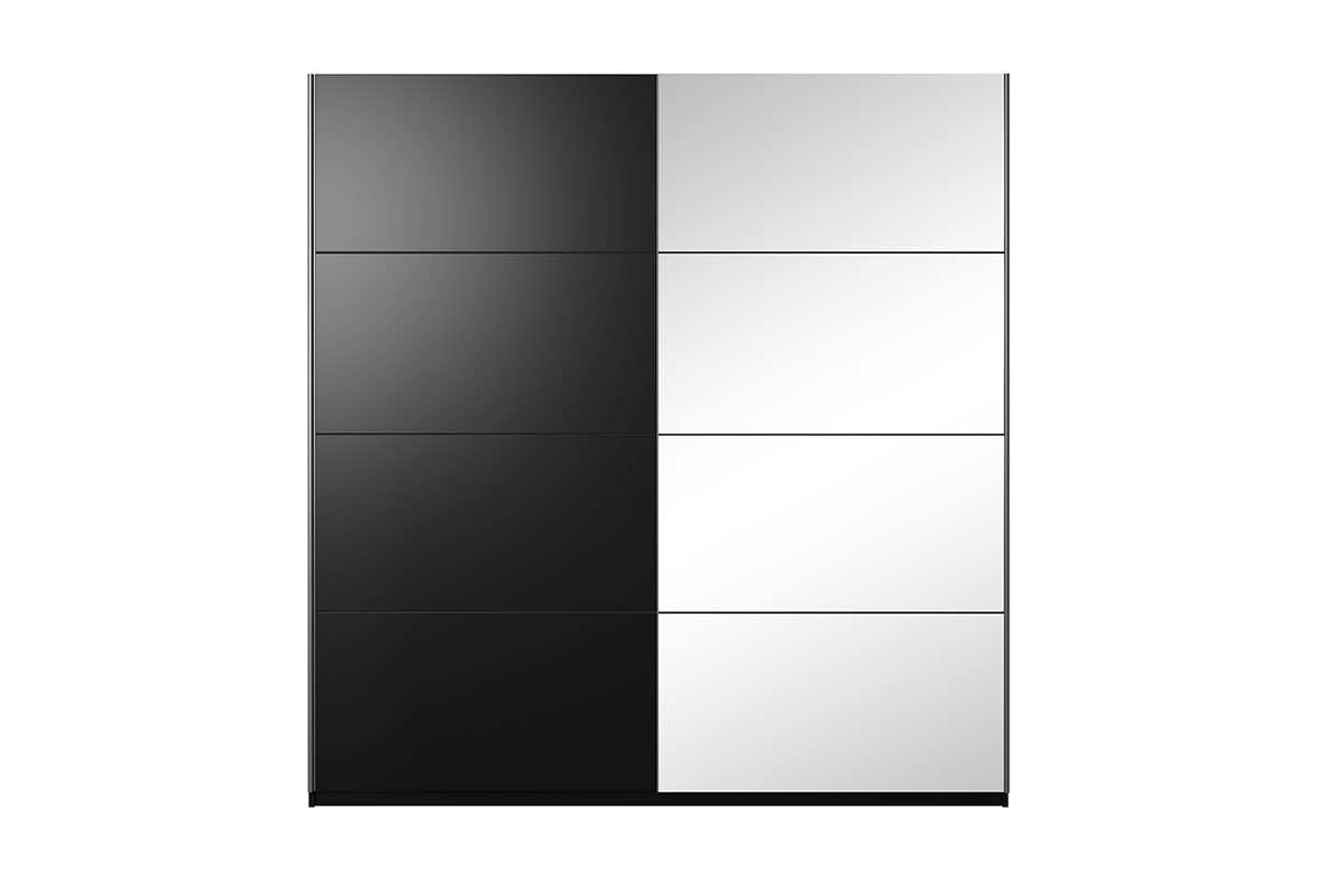 Szafa przesuwna Beta 58 z lustrem 220 cm - czarny czarna szafa przesuwna