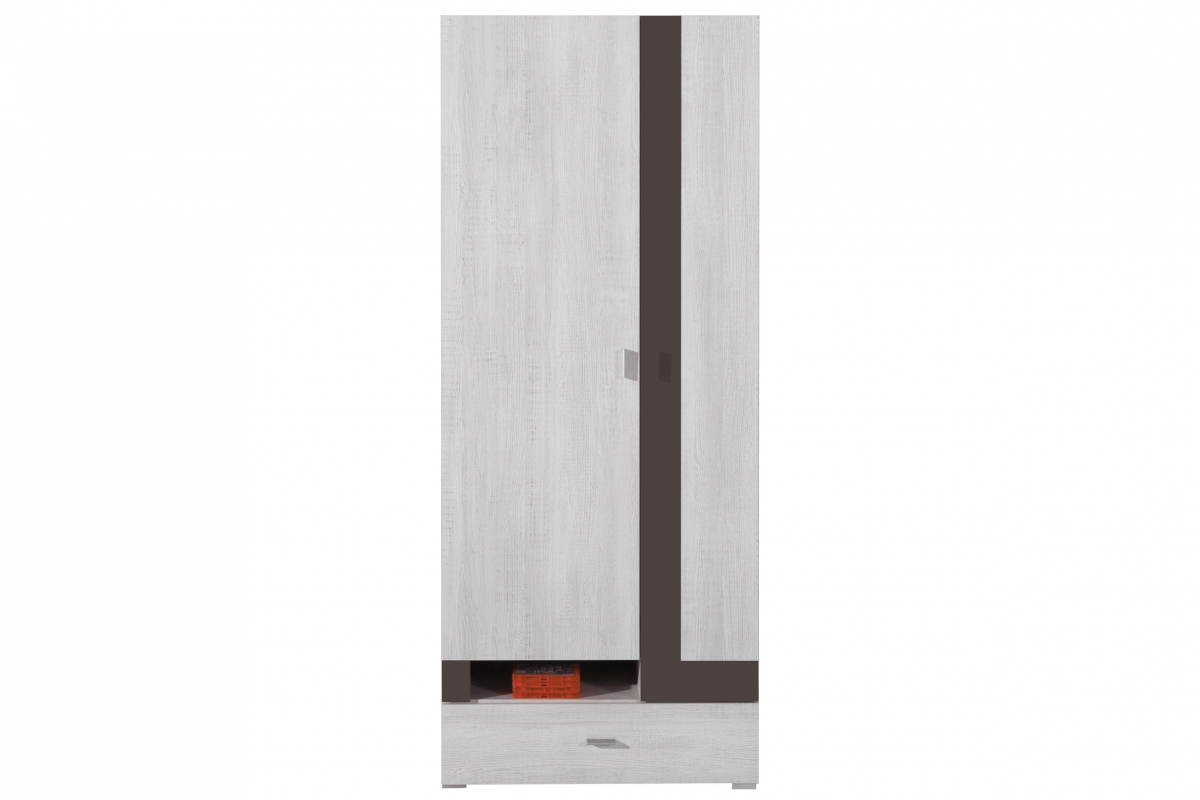 Szafa Next  NX3 z szufladą 80 cm - sosna bielona / earth pojemna szafa młodzieżowa