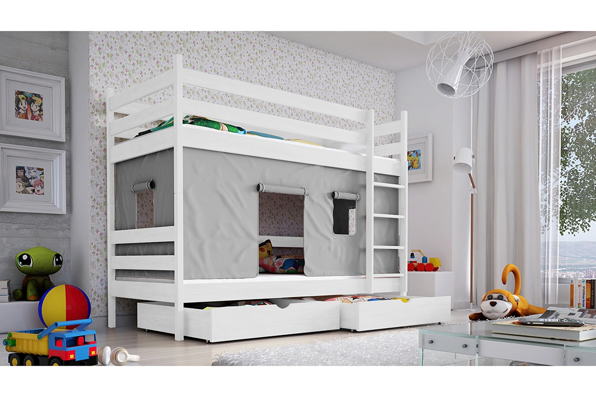 Łóżko Revio piętrowe PP 011 Certyfikat białe łóżko dziecięce  