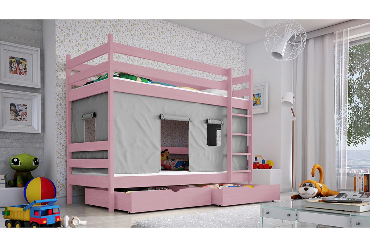 Łóżko Revio piętrowe PP 011 Certyfikat różowe łóżko dziecięce