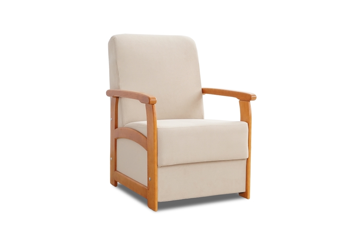 Fotel wypoczynkowy Wiktor II jasny fotel z drewnem 