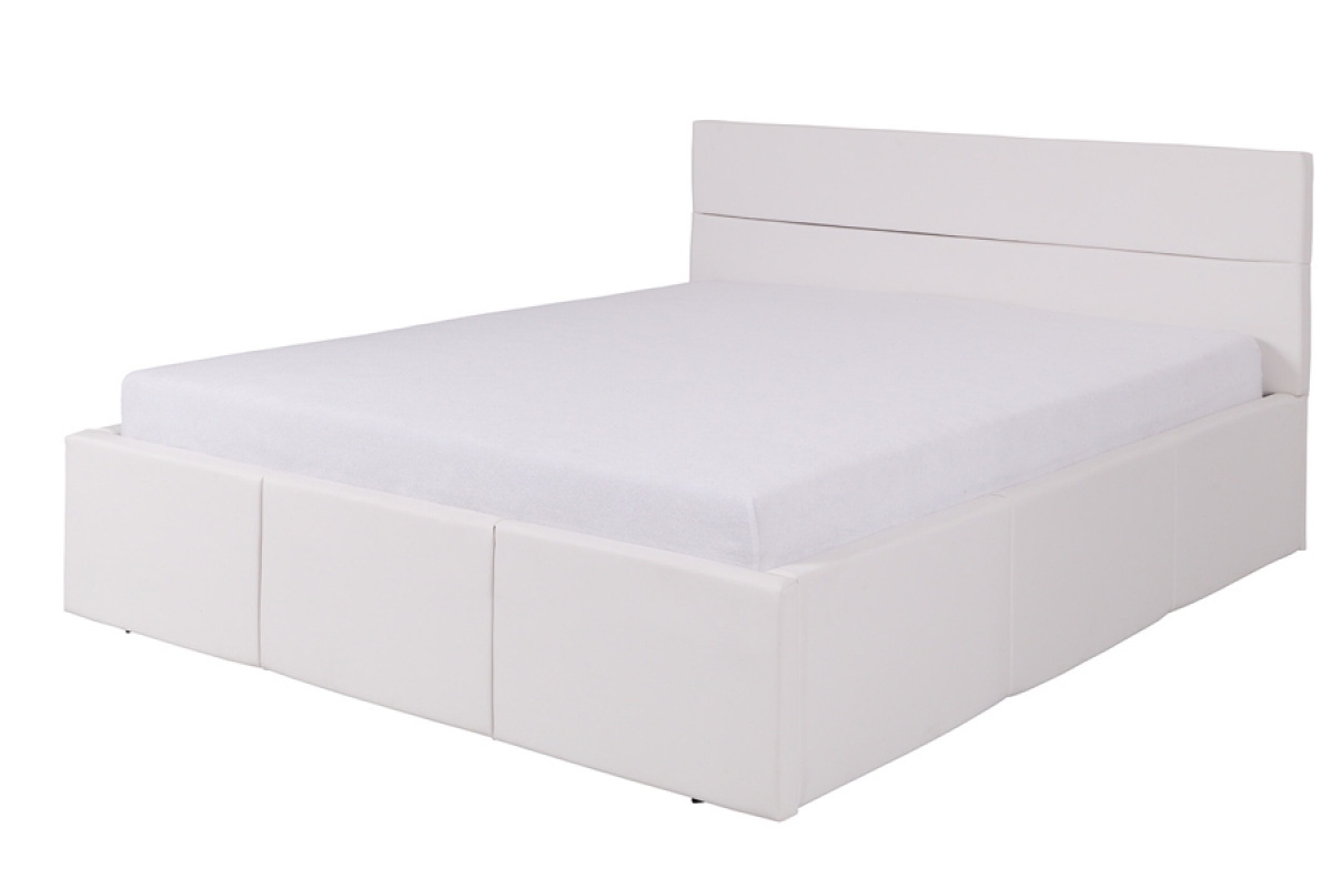 Łóżko 160 x 200 Celeste Białe z pojemnikiem białe łóżko tapicerowane
