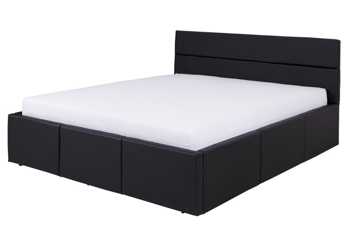 Łóżko 160 x 200 Celeste Czarne z pojemnikiem łóżko tapicerowane czarne