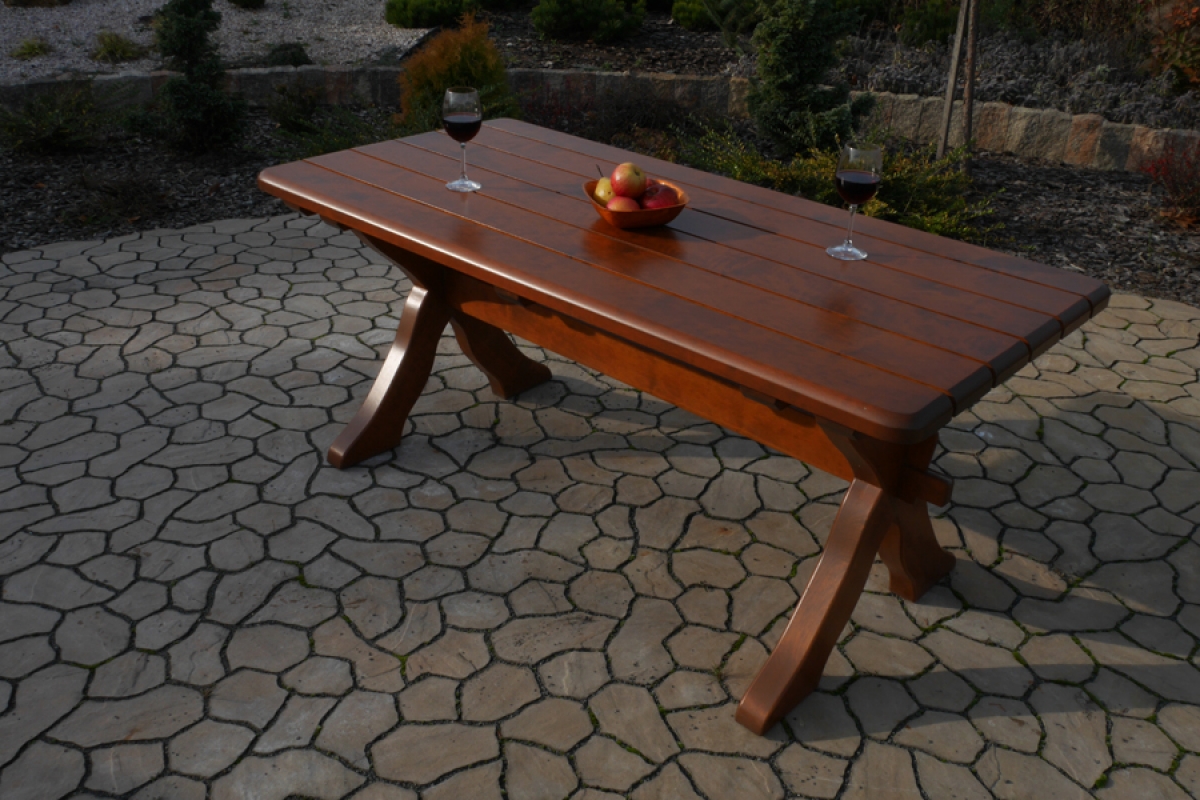 Zestaw mebli ogrodowych Excelent stół 160x72 cm + 2 krzesła + 2 ławki - cyprys stół ogrodowy
