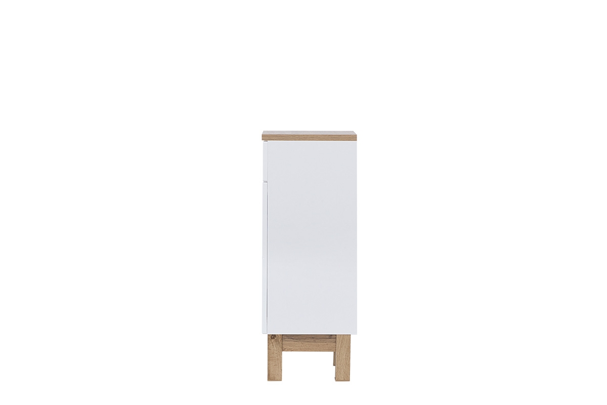 Niska szafka do łazienki Bali 810 35 cm - dąb wotan/biały połysk biała szafka łazienkowa 
