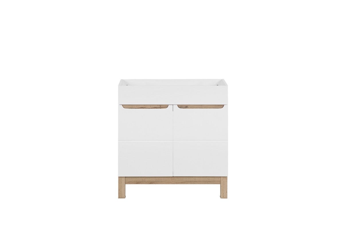 Dwudrzwiowa szafka pod umywalkę Bali White 80 cm - dąb wotan/biały połysk szafka bali white 