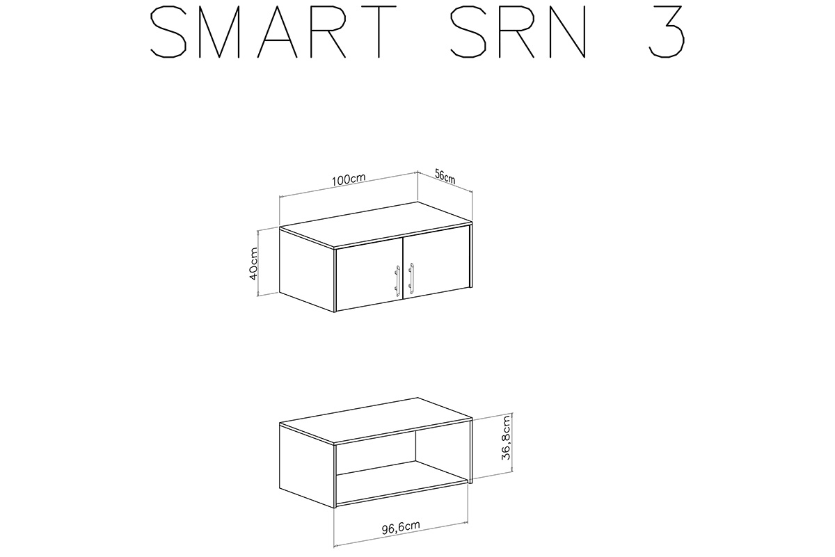 Nadstawka do szafy Smart SRN3 - 100 cm - biały lux / dąb sonoma Nadstawka do szafy Smart SRN3 - biały lux / dąb sonoma - schemat