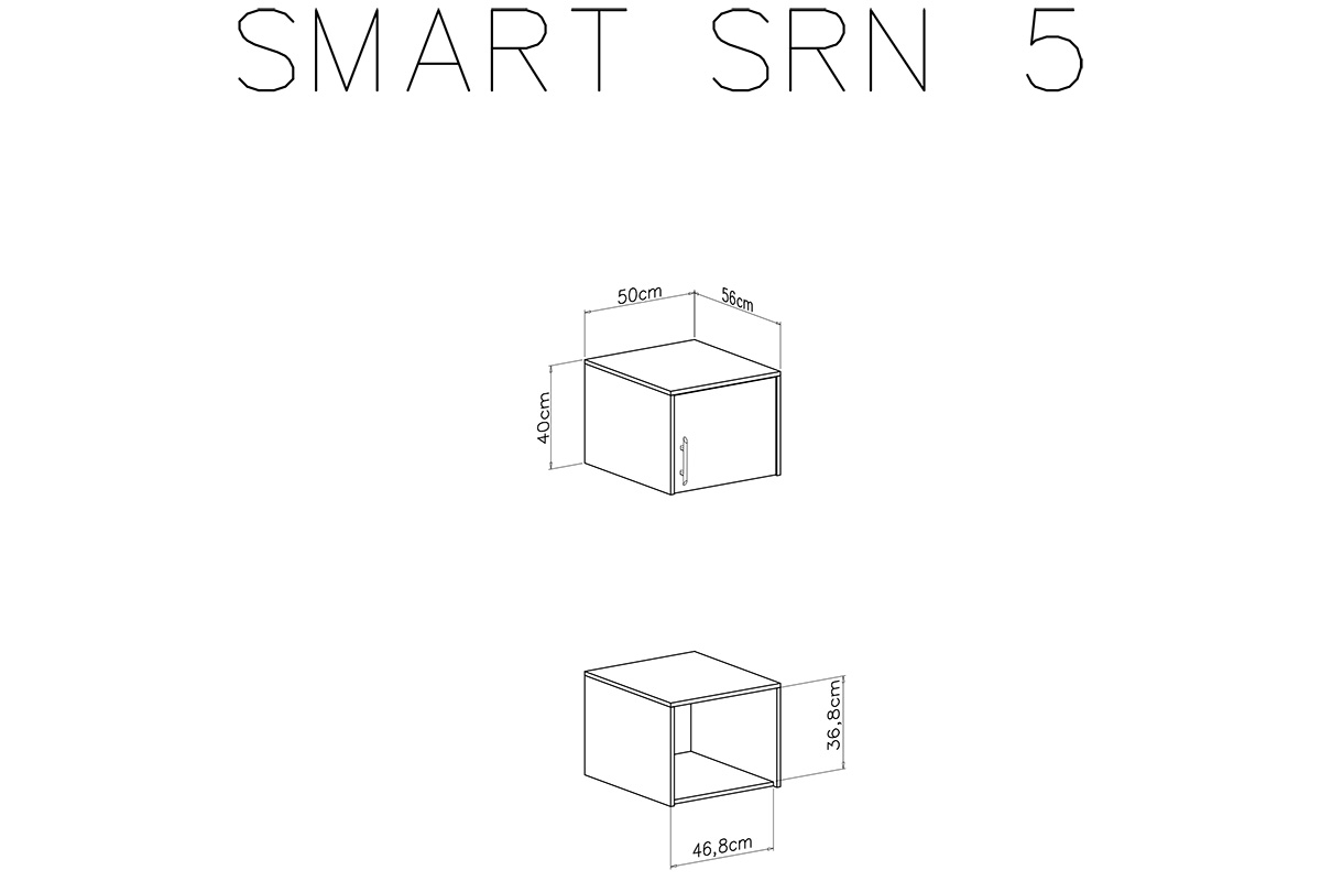 Nadstawka do szafy Smart SRN5 - 50 cm - biały lux / dąb sonoma Nadstawka do szafy Smart SRN5 - biały lux / dąb sonoma - schemat