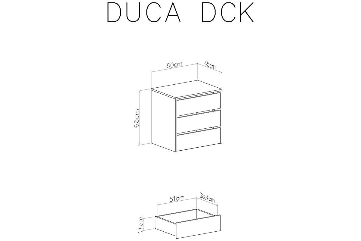 Kontenerek do szaf Duca 60 cm - biały Kontener do szaf Duca - biały - kolor Biały - schemat