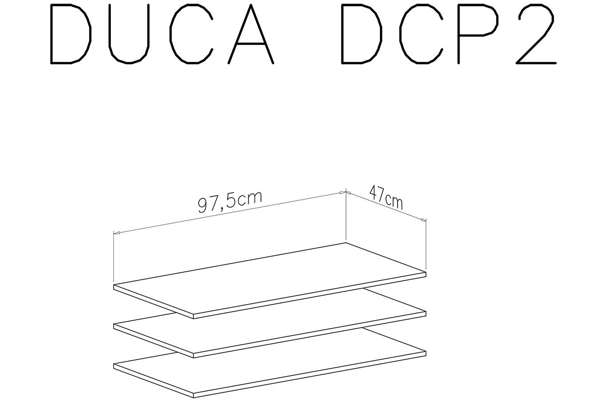 Zestaw półek do szafy Duca II - 98 cm - biały Zestaw półek do szafy Duca II - biały - schemat