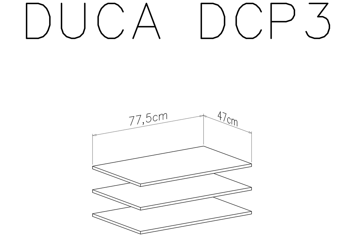 Zestaw półek do szafy Duca III - 78 cm - biały Zestaw półek do szafy Duca III - biały - schemat