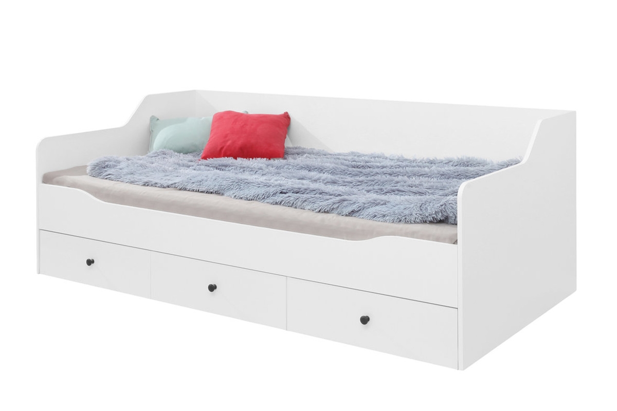 Łóżko pojedyncze Bergen 13 z szufladami 90x200 - biały białe łóżko z szufladami