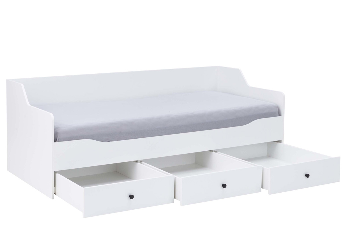 Łóżko pojedyncze Bergen 13 z szufladami 90x200 - biały jednosobowe białe łóżko