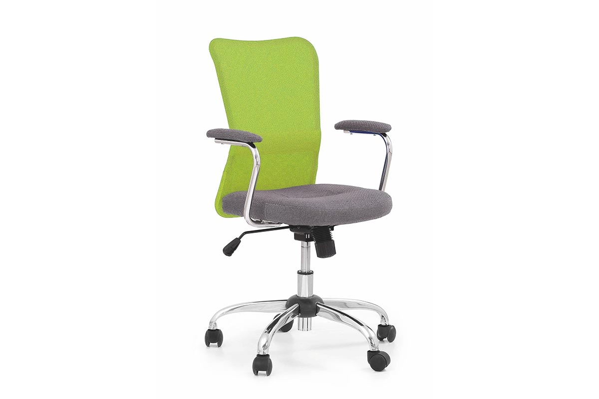Fotel młodzieżowy Andy - popielaty / limonkowy zielone krzesło biurowe