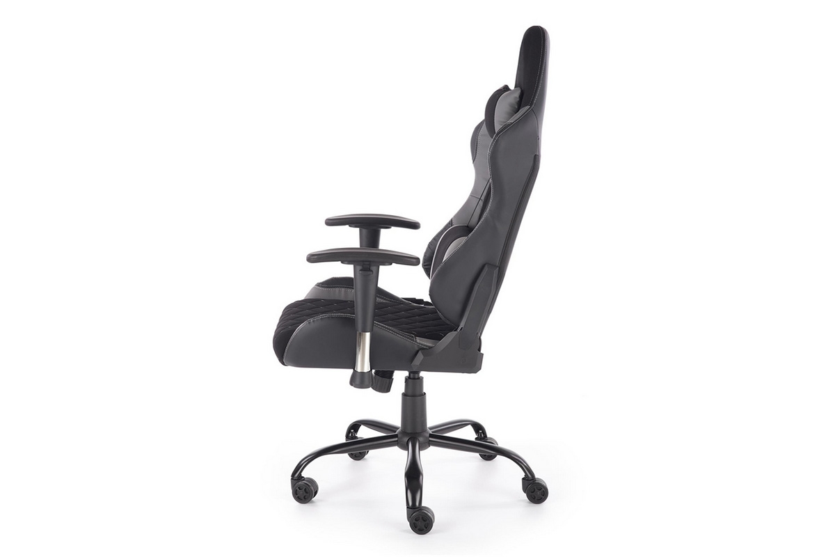 Fotel gamingowy Drake z podłokietnikami - czarny / popielaty fotel do biura