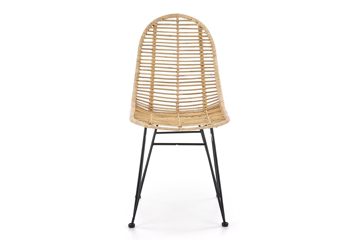 Krzesło ażurowe K337 rattanowe z metalowymi nogami - naturalny krzesło na taras
