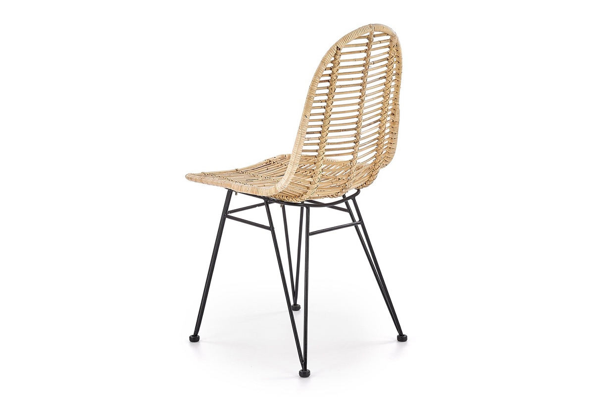 Krzesło ażurowe K337 rattanowe z metalowymi nogami - naturalny krzesło w stylu nowoczesnym