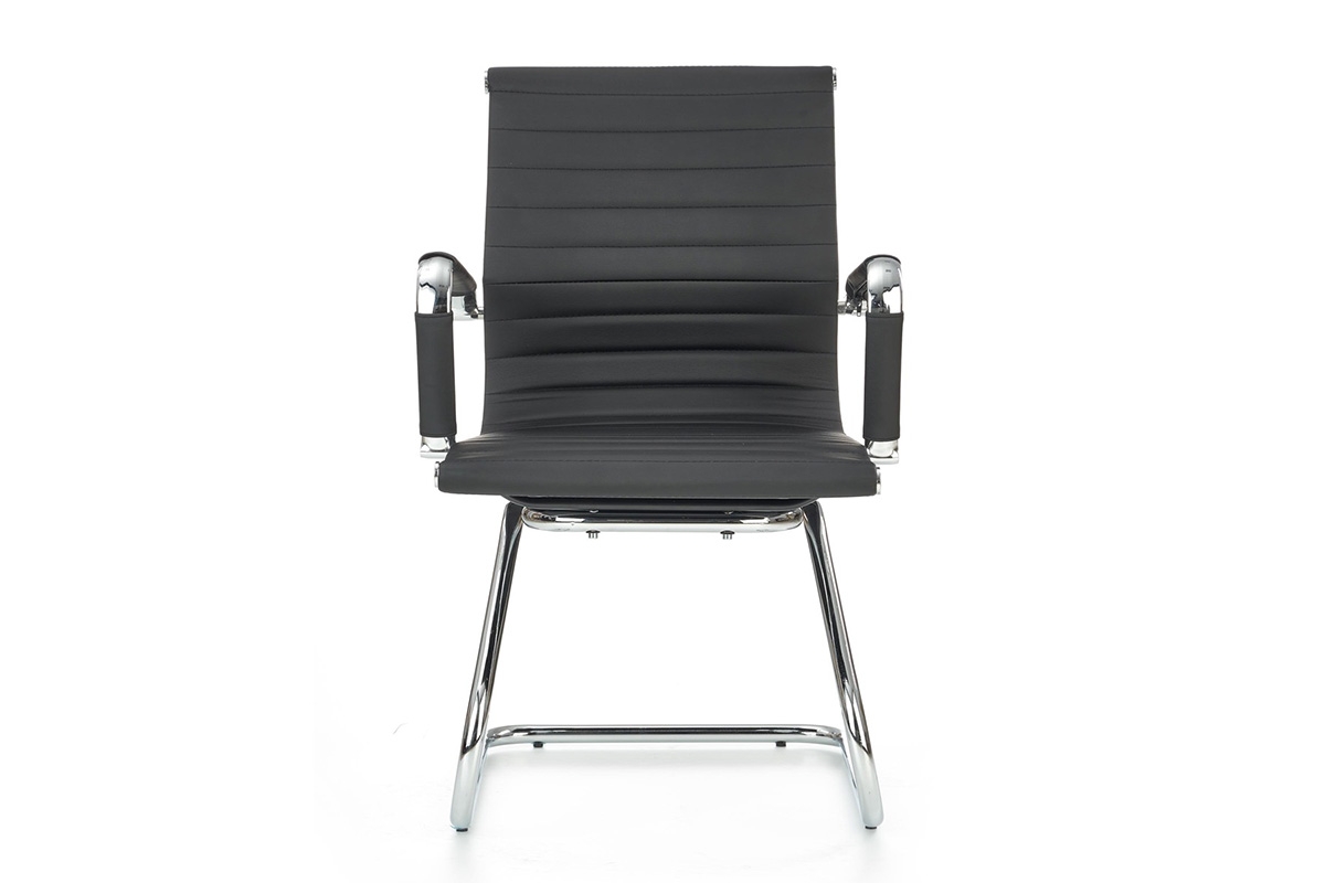 Krzesło konferencyjne Prestige Skid z podłokietnikami - czarny czarne krzesło z ekoskóry