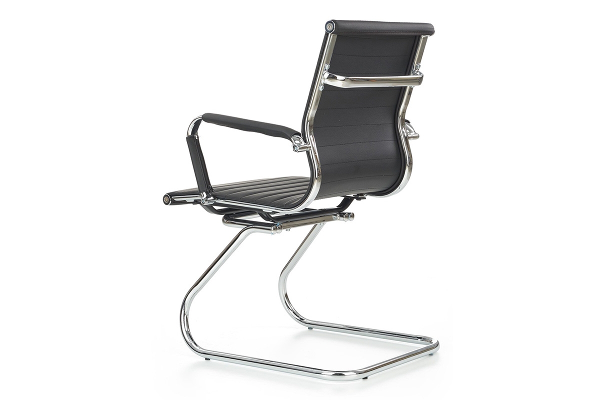 Krzesło konferencyjne Prestige Skid z podłokietnikami - czarny krzesło z chromowanymi nogami