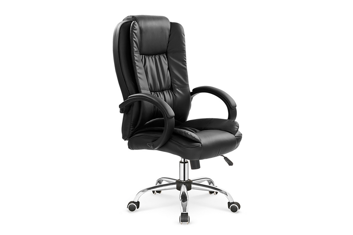 Fotel biurowy Relax z podłokietnikami - czarny czarny fotel skórzany