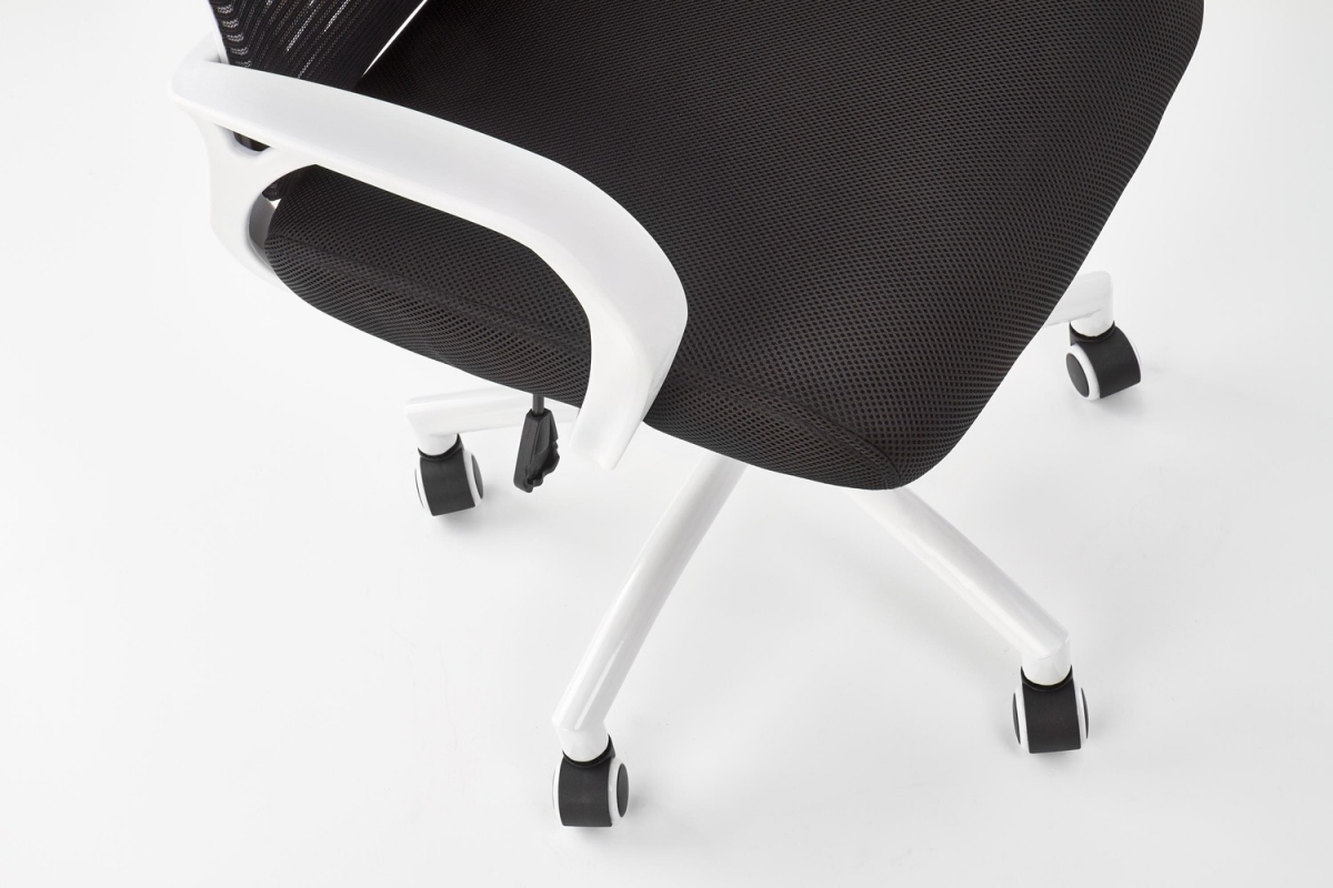 Fotel biurowy Socket z podłokietnikami - biały / czarny fotel biurowy z podłokietnikami