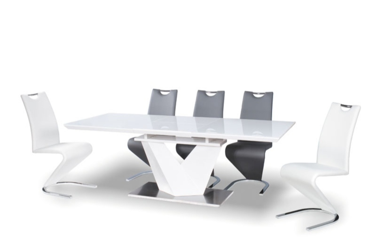 Stół rozkładany Alaras III 160-220x90 - biały  stół Alarias III biały z krzesłami
