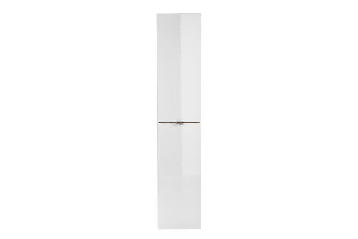Wysoka szafka wisząca do łazienki Capri White 35 cm - biały połysk / dąb kraft złoty  szafka łazienkowa capri 