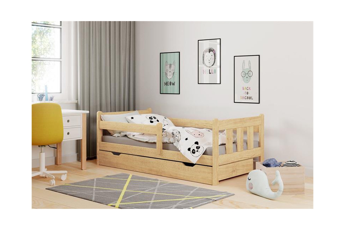 Łóżko dziecięce Marinella z szufladą 80x160 - sosna drewniane łóżko dziecięce z szufladą