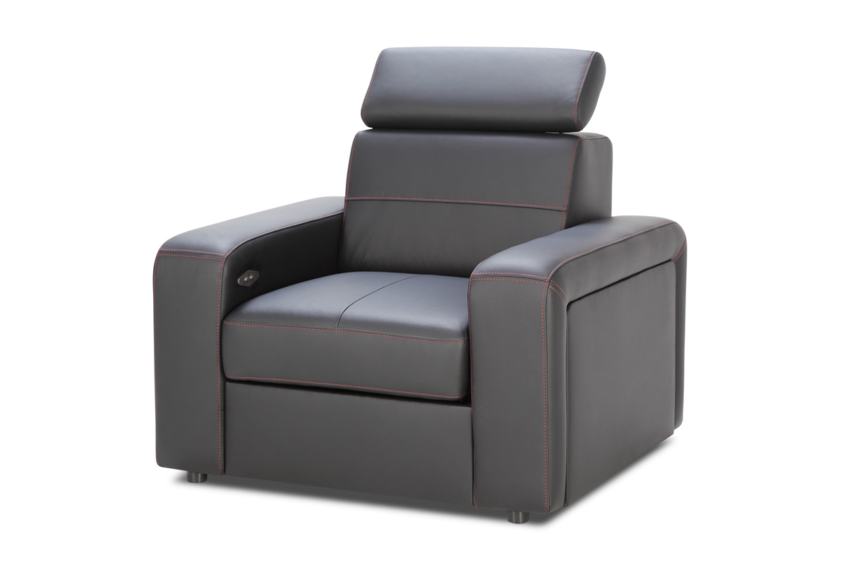 Fotel z elektryczną funkcją relaks Basic RE - skóra fotel z zagłówkiem 