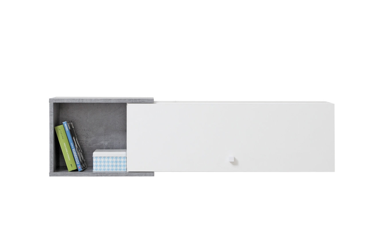Półka wisząca Sigma SI13 z szafką 110 cm - biały lux / beton półka do pokoju młodzieżowego