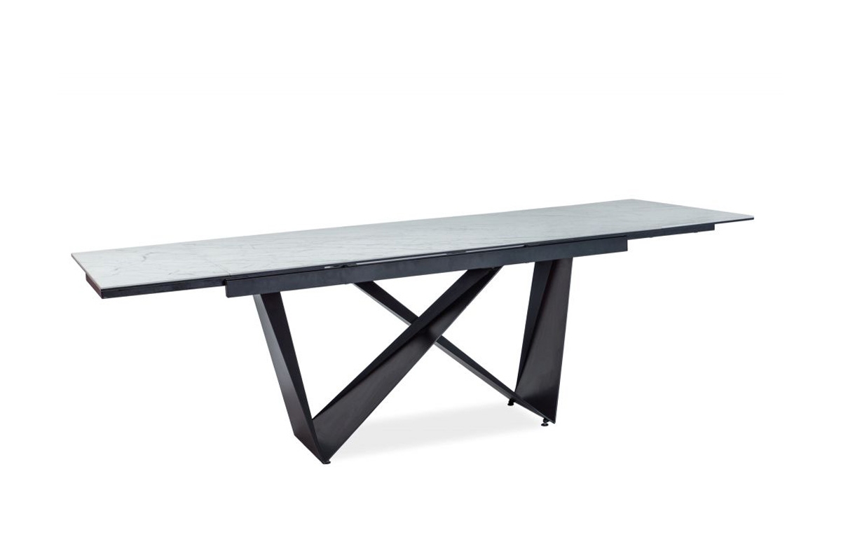 Stół rozkładany Cavalli II - biały marmur/czarny stół rozkładany 