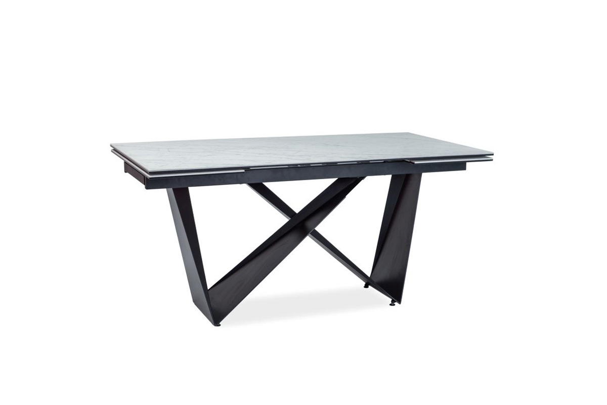 Stół rozkładany Cavalli II - biały marmur/czarny nowoczesny stół 