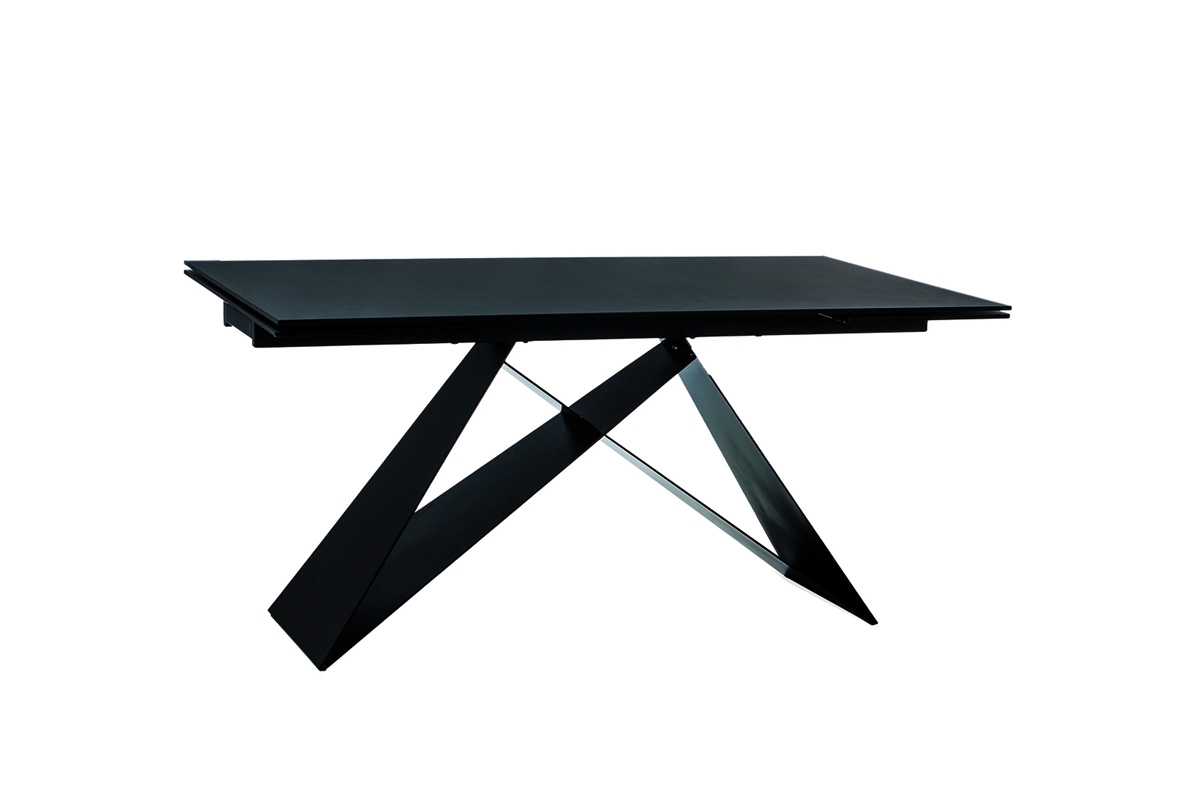 Stół rozkładany Westin I ze szklanym blatem 160-240x90 cm - czarny mat  nowoczesny stół 