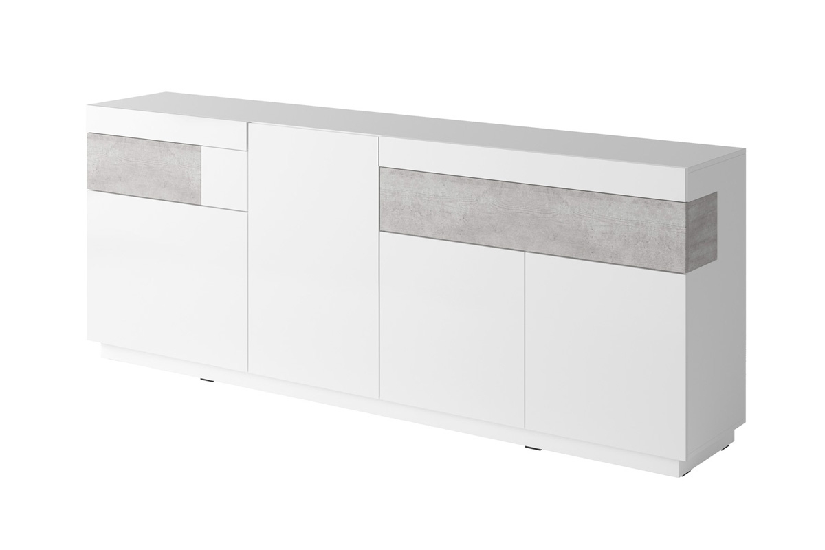 Meblościanka do salonu Silke II - biały połysk / colorado beton komoda z szufladami 
